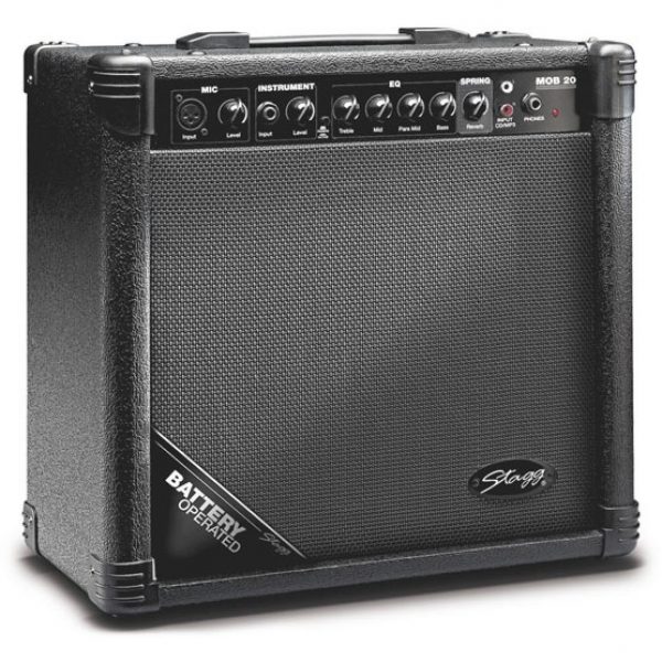 Stagg MOB20 20 Watt RMS Battery Operated Acoustic Guitar Amplifier w/ Spring Rev